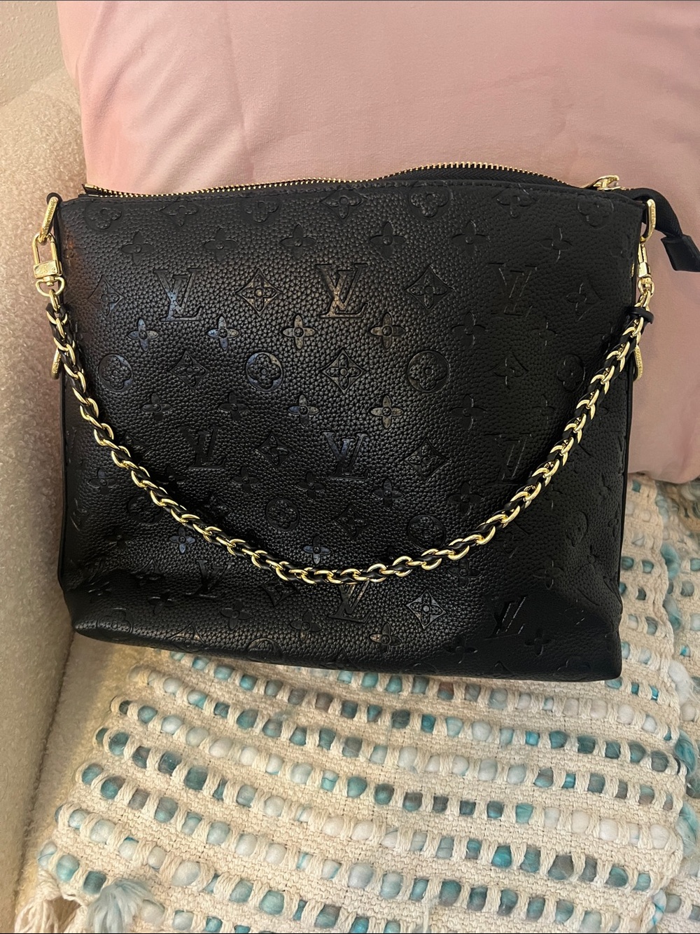 INSPIRED Black Embossed Monogram Crossbody Bag - Picture 9 of 11